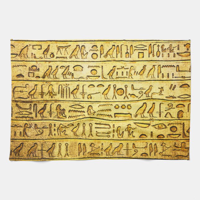 Linge De Cuisine Hiéroglyphes égyptiens anciens Jaune (Horizontal)