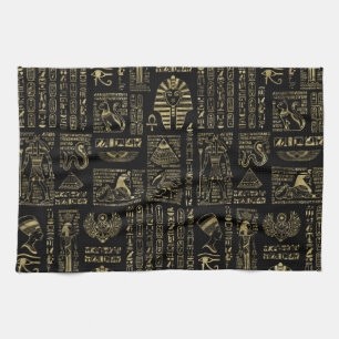 Linge De Cuisine Hiéroglyphes et or égyptiens de divinités sur l