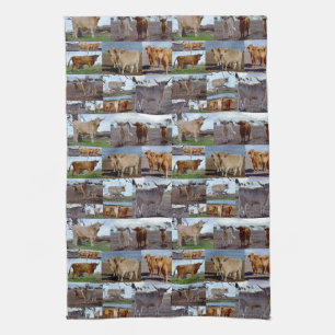 Linge De Cuisine Highland Cow Photo Collage,