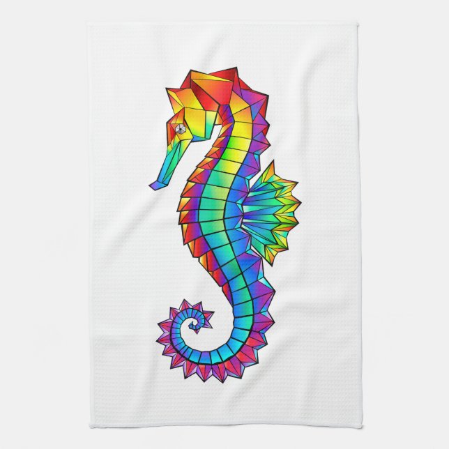 Linge De Cuisine Hippocampe polygonal arc-en-ciel (Vertical)