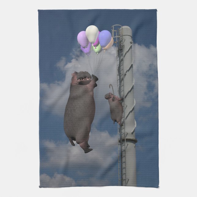 Linge De Cuisine Hippopotame volant (Vertical)