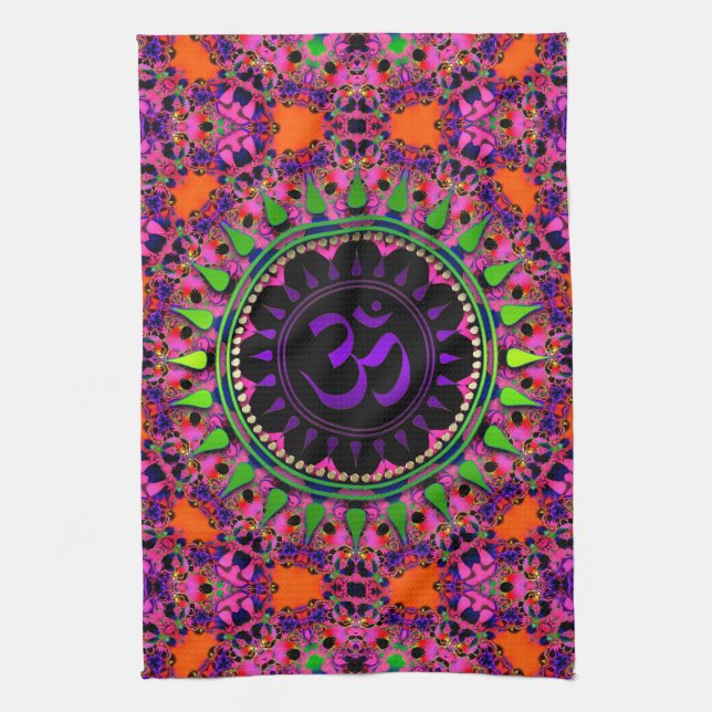 Linge De Cuisine Hippy Goa Rose 'adelic Purple OM tissu bannière (Vertical)