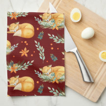 Hiver Cottagecore Coucher Fox foncé rouge foncé