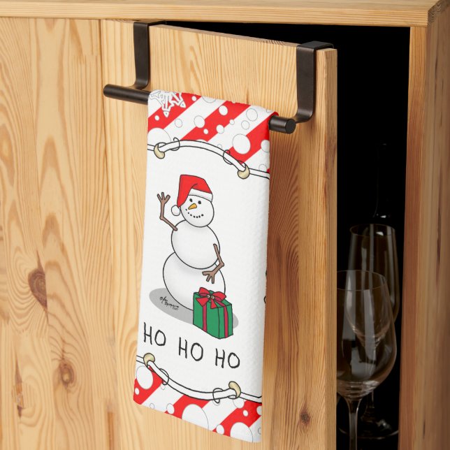 Linge De Cuisine Ho Ho Joyeux Noël Père Noël mignonne Snowman (Pliage en tiers)