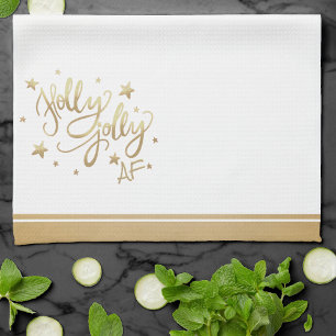 Linge De Cuisine Holly Jolly AF   Shiny Gold Faux Foil Script
