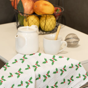 Linge De Cuisine Holly Motif