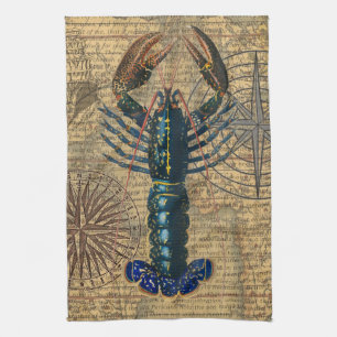 Linge De Cuisine Homard Coquillages Fruits de mer Maine Classique O