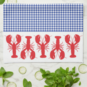 Linge De Cuisine Homard rouge Bleu Blanc En vichy Voyage côtier