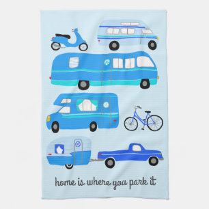 Linge De Cuisine Home is Where You Park Retro Camper Motorhome RV