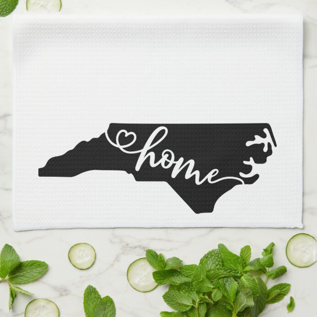 Linge De Cuisine Home State Outline Heart Caroline du Nord (Plié)
