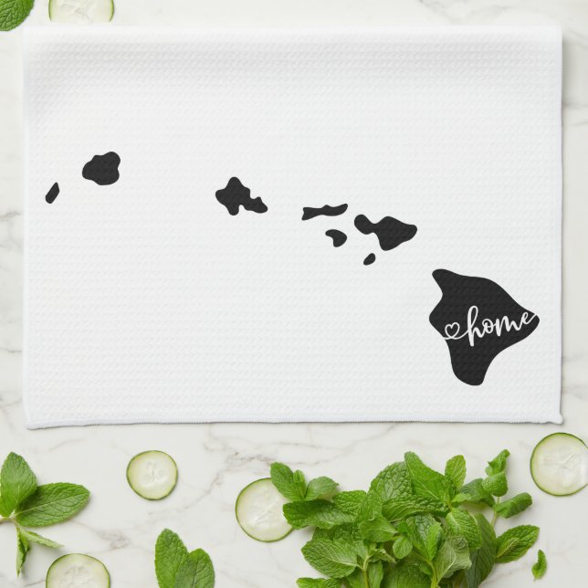 Linge De Cuisine Home State Outline Heart Hawaii (Plié)