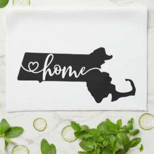 Linge De Cuisine Home State Outline Heart Massachusetts