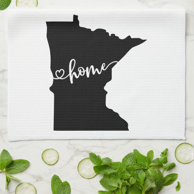 Linge De Cuisine Home State Outline Heart Minnesota (Plié)