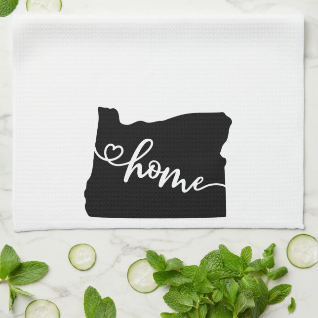 Linge De Cuisine Home State Outline Heart Oregon (Plié)