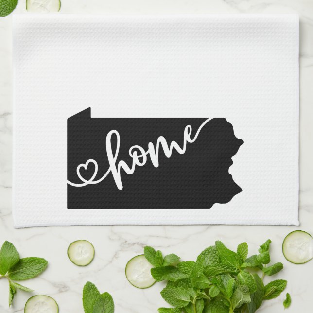 Linge De Cuisine Home State Outline Heart Pennsylvanie (Plié)