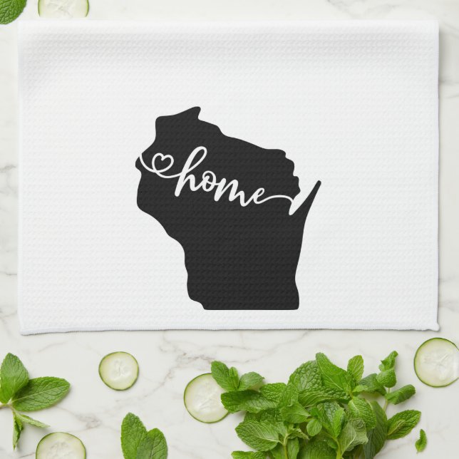 Linge De Cuisine Home State Outline Heart Wisconsin (Plié)