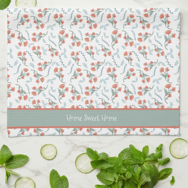 Linge De Cuisine Home Sweet Home Aquarelle Motif Floral (Plié)