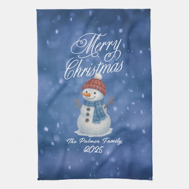 Linge De Cuisine Homme de neige Whimsical Joyeux Noël (Vertical)