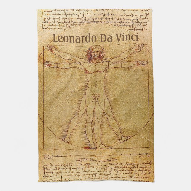 Linge De Cuisine Homme de Vitruvian par Leonardo da Vinci (Vertical)