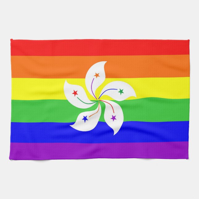 Linge De Cuisine hong kong gay fier rainbow flag homosexuel (Horizontal)