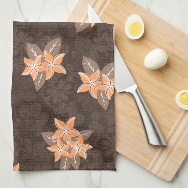 Linge De Cuisine Honolua Plumeria Hawaiian Tropical Print (Quart Plié)