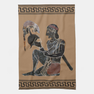 Linge De Cuisine Hoplite grec antique regardant son casque