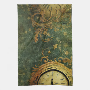 Linge De Cuisine Horloge antique émeraude verte Steampunk