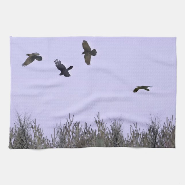 Linge De Cuisine Horloge des ravens (Horizontal)
