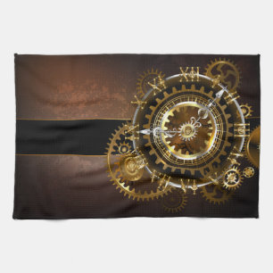 Linge De Cuisine Horloge Steampunk avec des engrenages anciens