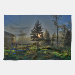 Linge De Cuisine Horse Ranch Sunrise Nature Photo