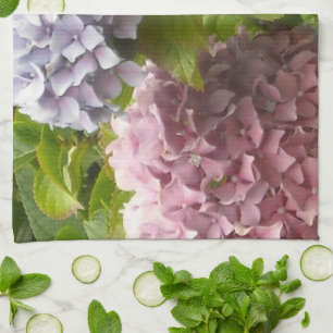 Linge De Cuisine Hortensias mauves et roses