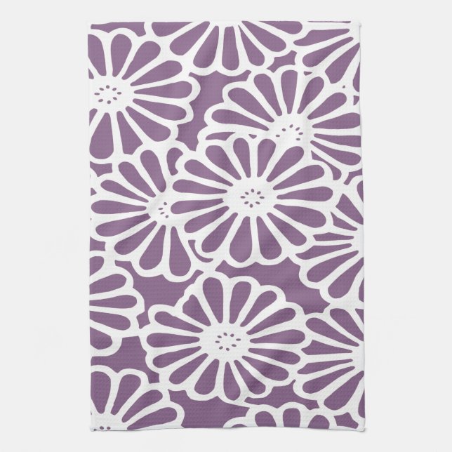 Linge De Cuisine Humeurs asiatiques florales violettes (Vertical)