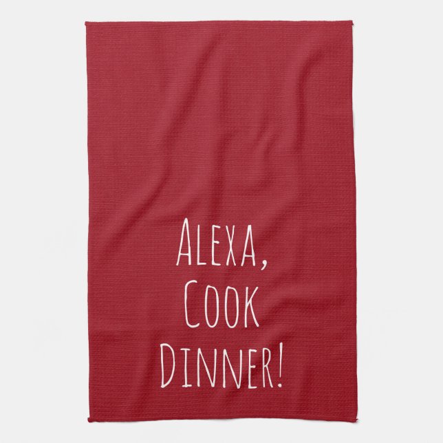 Linge De Cuisine Humour de commande Alexa en rouge (Vertical)