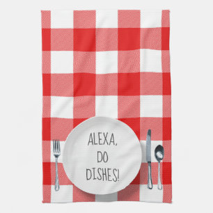 Linge De Cuisine Humour de la commande Alexa sur buffalo plaid