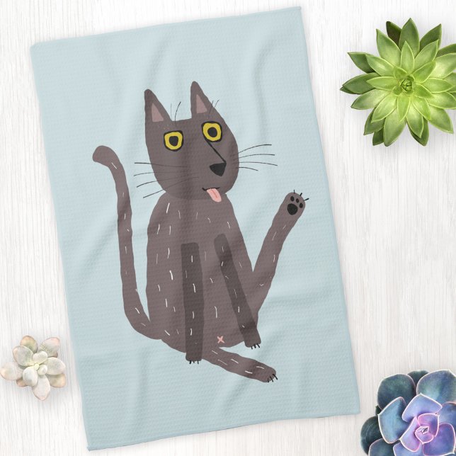 Linge De Cuisine Humour drôle de chat (Funny cat washing kitchen towel)