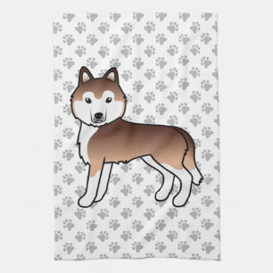 Linge De Cuisine Husky Sibérien cuivré Chien de dessin animé mignon