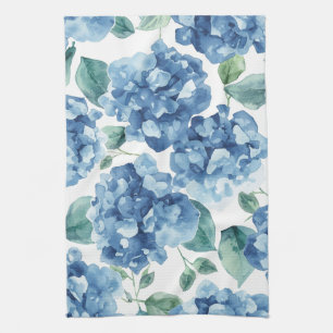 Linge De Cuisine Hydrangea Blues Fleurs à motif de fleurs aquarel