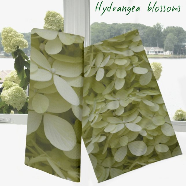 Linge De Cuisine Hydrangeas élégantes Fleurs vertes Celadon (Créateur téléchargé)