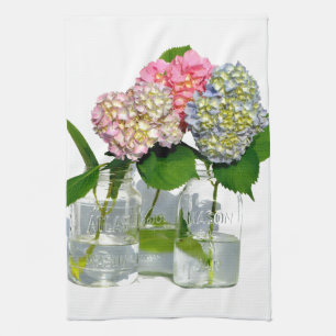 Linge De Cuisine Hydrangeas et jarre de Mason