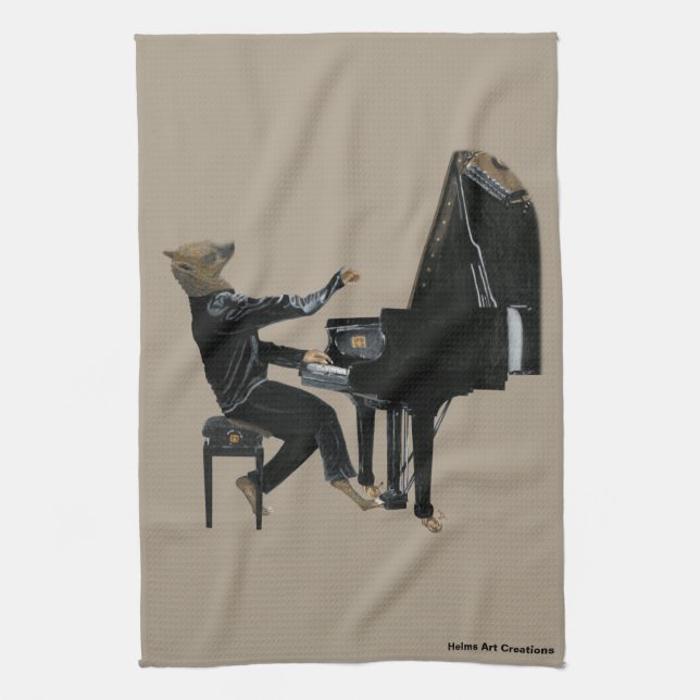 Linge De Cuisine Hyena Piano Music Pianist Imaginaire Cuisine Servi (Vertical)