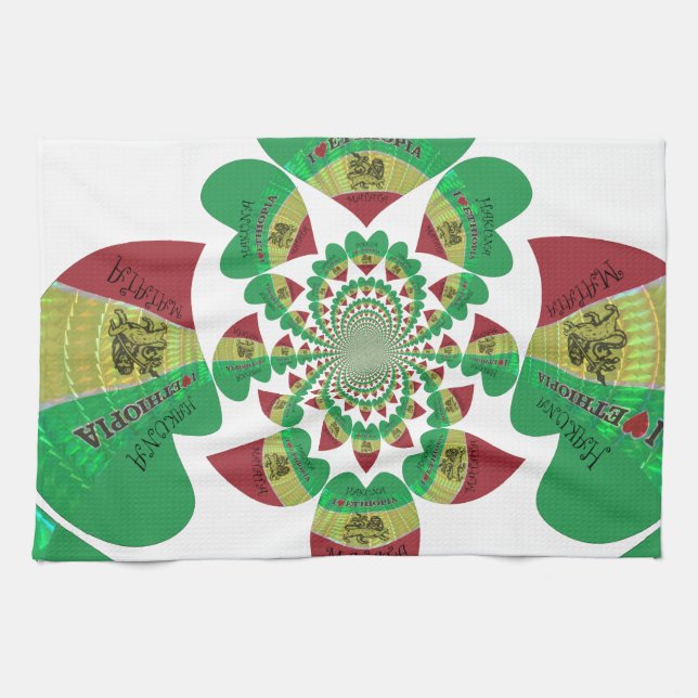 Linge De Cuisine I Love Ethiopia Kaleidoscope - Heartfeel Rasta Art (Horizontal)