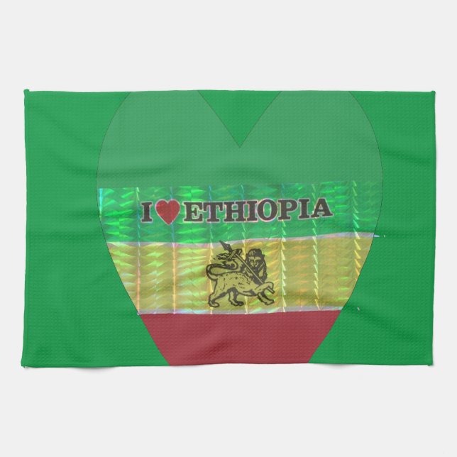 Linge De Cuisine I Love Heart Ethiopie : Drapeau Art Motif (Horizontal)