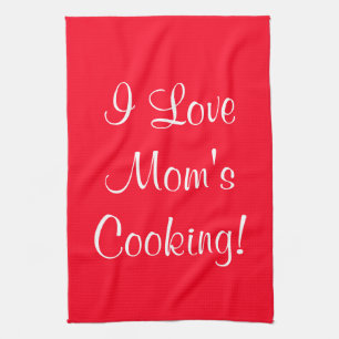Linge De Cuisine I Love Moms (Nom) Cuisine Rouge Blanc