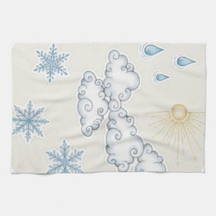 Linge De Cuisine Icônes météorologiques fantaisistes – Soleil Nuage