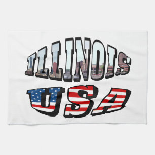 Linge De Cuisine Illinois Picture and USA Flag Text