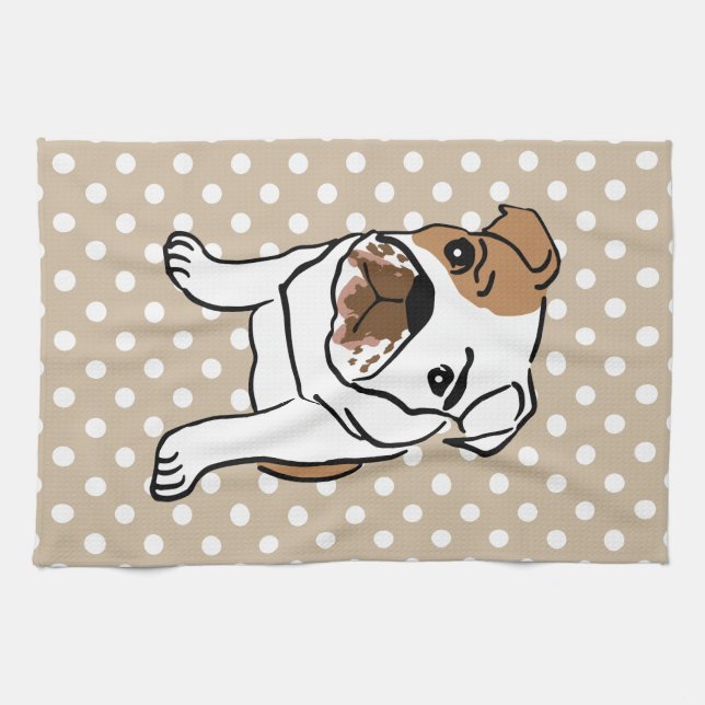 Linge De Cuisine Illustration anglaise mignonne de bouledogue (Horizontal)
