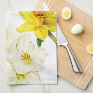 Linge De Cuisine Illustration botanique de jonquilles jaunes à l'aq