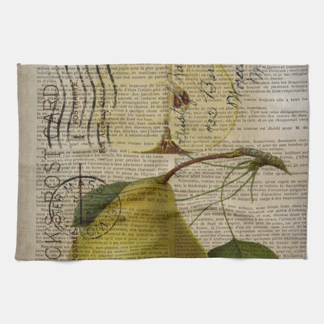 Linge De Cuisine illustration botanique de pays français poire vint (Horizontal)