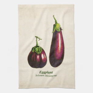 Linge De Cuisine Illustration Botanique vintage, Aubergines