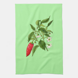 Linge De Cuisine Illustration botanique vintage, poivron chili